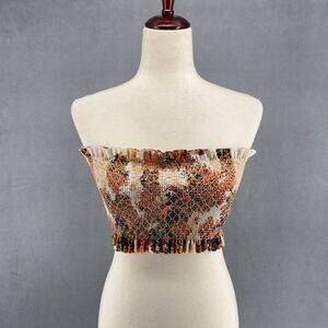 Wilfred Le Fou Aritzia Smocked Tube Top Womens S Brown Cropped Sleeveless